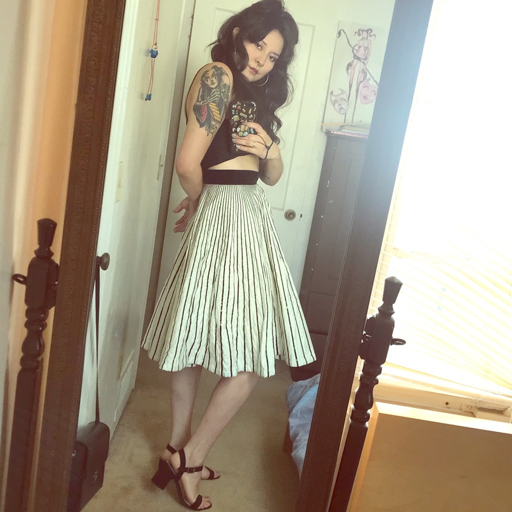 Vintage knee length skirt, quilted and glittery